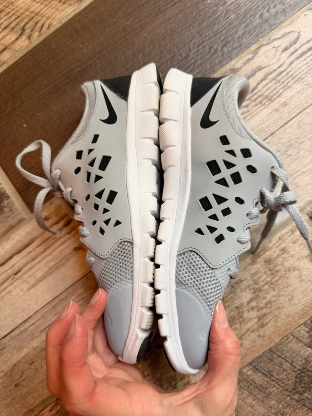 Nike Light Gray Mesh Sneakers with Black Swoosh